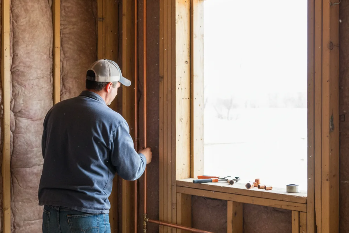 Licensed plumber running new copper supply lines in a Hercules home