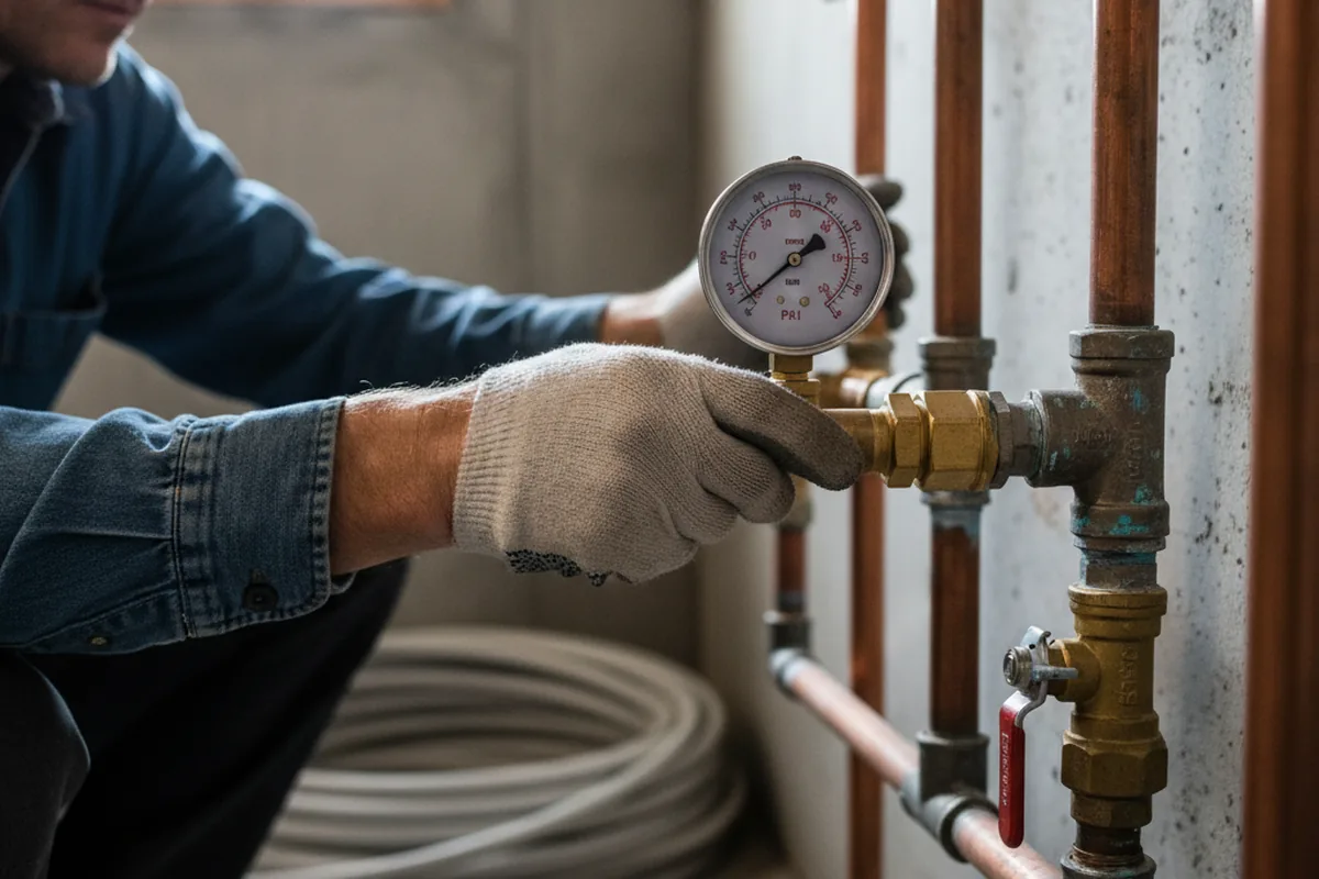 Pressure testing a repaired line during Water Line Repair in Hercules